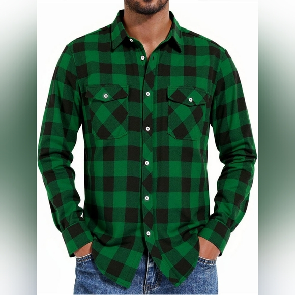 Other - HAOMEILI Men's Button Down Regular Fit Long Sleeve Plaid Flannel Casual Shirts